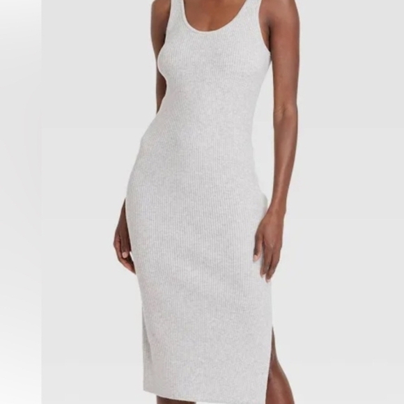 a new day Dresses & Skirts - A New Day Gray Ribbed Sheath Midi Dress
